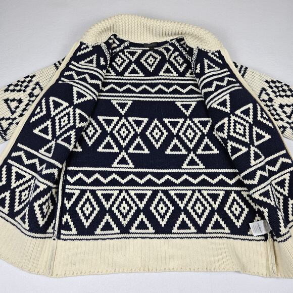 J.Crew Lambswool Womens S Cardigan Sweater Fair Isle Knit Full Zip Nordic Chunky - Picture 5 of 15